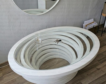 Ellipse Large Walnut Coffee Table Natural Walnut Coffee Table for Living Room Modern Rustic Coffee Table Live Edge Wooden Coffee Table