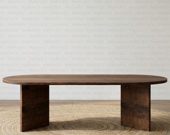 Mesa de centro de madera con borde natural, mesa de comedor de nogal, mesa de centro de nogal oscuro, mesa ovalada moderna de madera para sala de estar,
