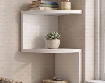 Live Edge Corner Shelf Floating Nightstand For Wall Shelves 3-Tier Storage Modern Floating Corner Shelf Solid Wood Floating Book Shelves