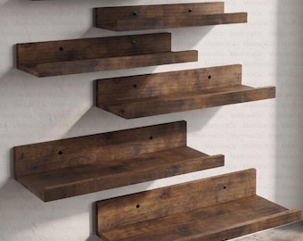 Estantería flotante de esquina, decoración rústica de pared de madera, estantería flotante moderna, consola, estantes de pared de madera.