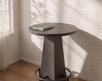 Mesa de altura de mostrador única, mesa de comedor de madera Walunt, escritorio de pie, escritorio con borde natural, mesa alta de bar.