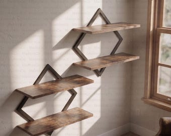 Handmade Floating Shelves Console Wood Wall BookShelves Live Edge Floating Corner Shelf Rustic Wooden Wall Decor