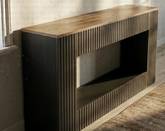 Schmaler, moderner, schmaler Konsolentisch, schmaler Eingangstisch, schlanker Konsolentisch, Holzsofa-Beistelltisch, Sofa-Ecktisch