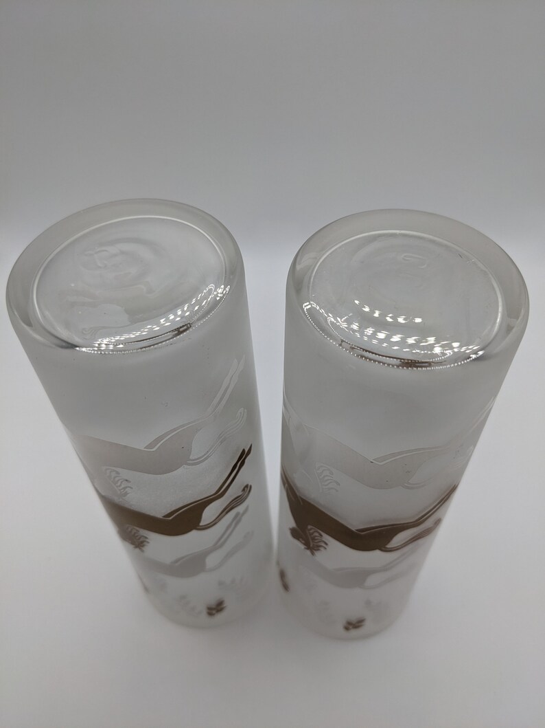 Vintage Frosted Highball Glasses Gold and White Horses Set of Etsy