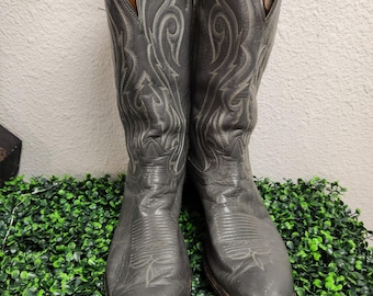 Vintage Tony Lama Boots Mens 12 Gray Style# 2934 Western Cowboy Distressed