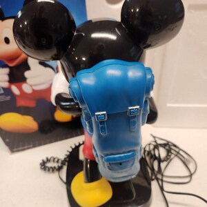 Teléfono de viaje vintage de Mickey Mouse Tyco de los años 80, con mochila, caja e instrucciones. imagen 7
