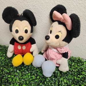 Mickey & Minnie Mouse Plush Vintage 1980s Hasbro Softies Stuffed Toy Set image 2