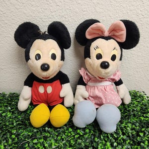 Mickey & Minnie Mouse Plush Vintage 1980s Hasbro Softies Stuffed Toy Set image 1