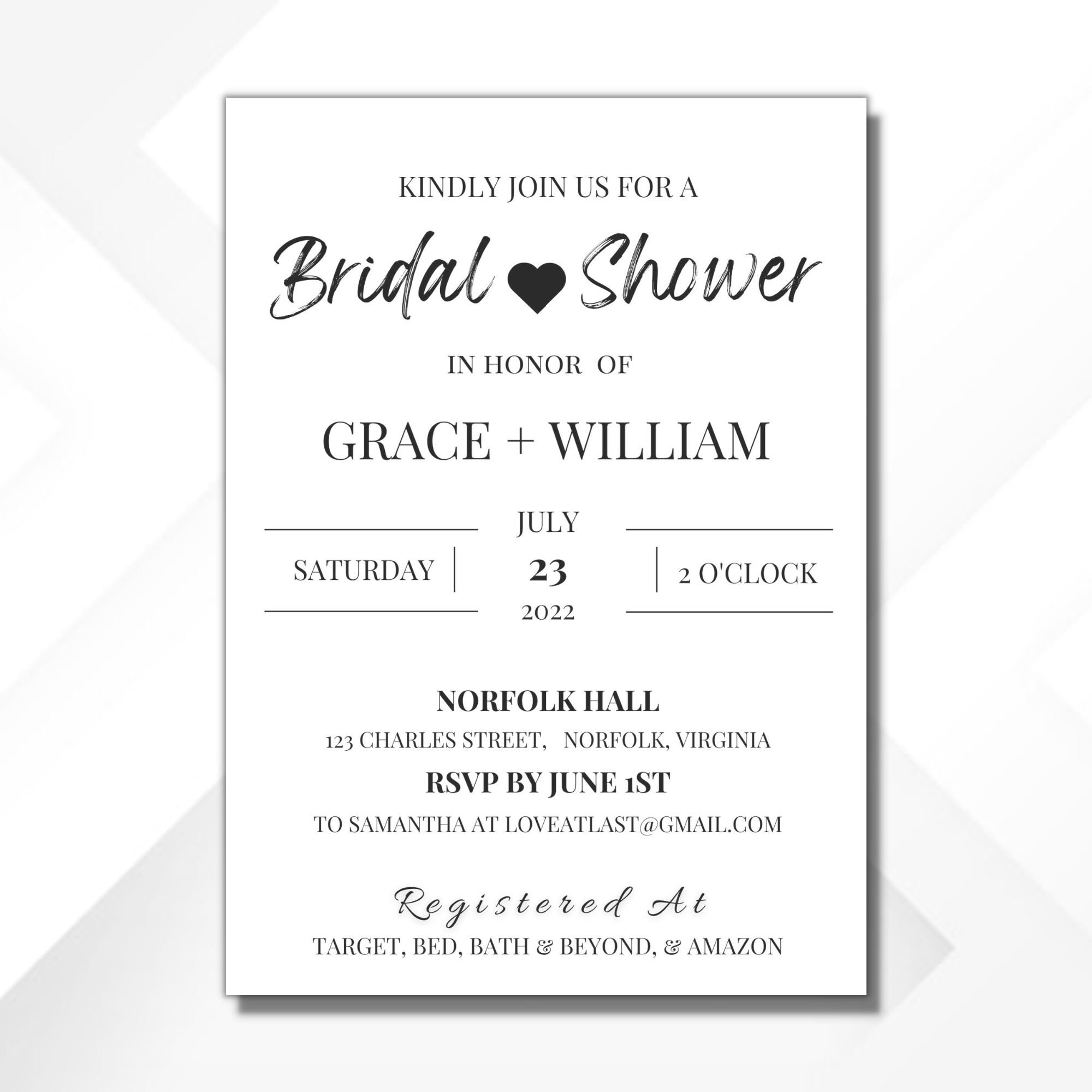 EDITABLE Bridal Shower Invitation Bridal Shower Template Etsy