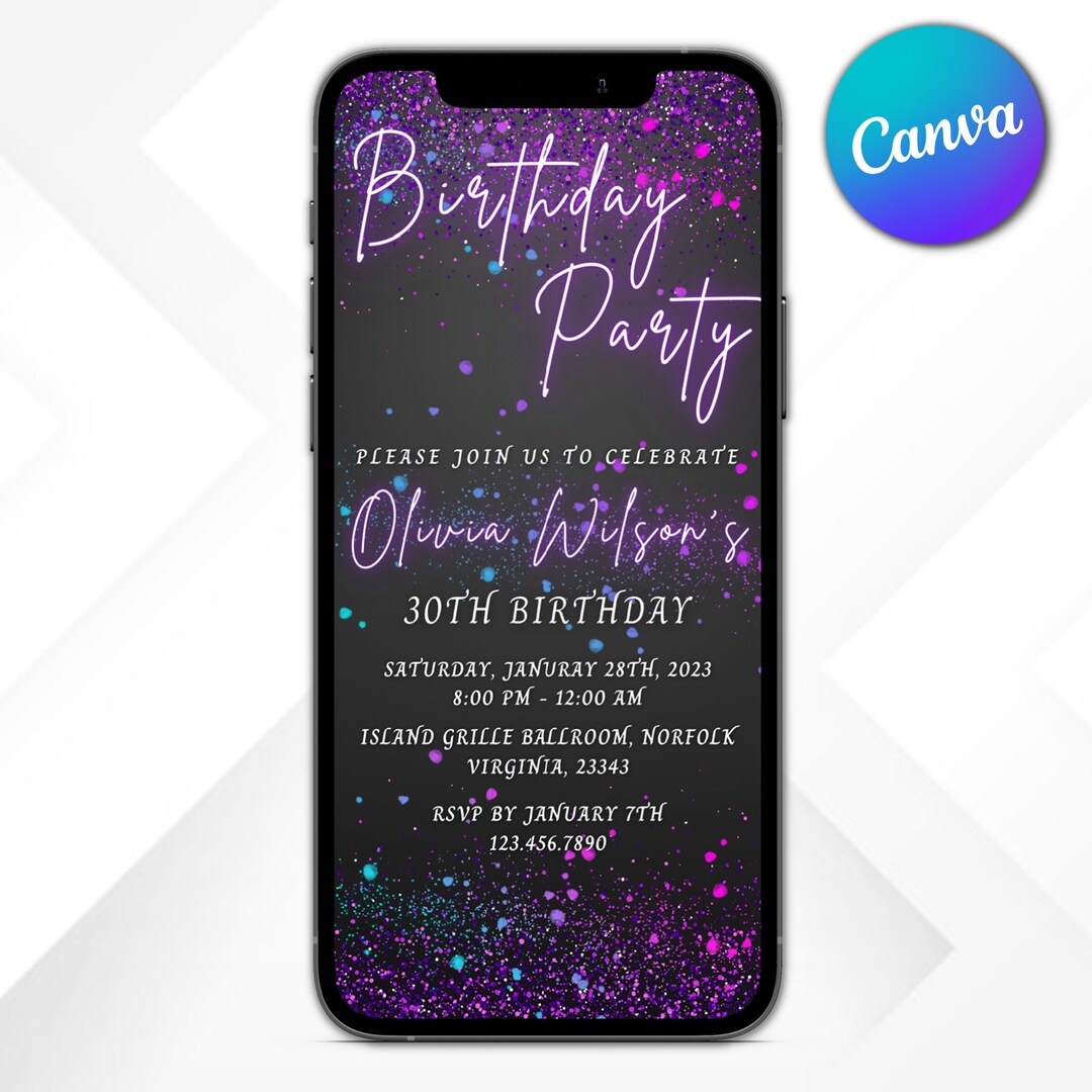 EDITABLE birthday Party Phone Invitation 4 Etsy
