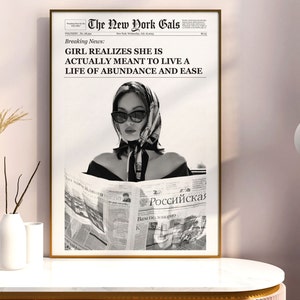Trendige Wandkunst, New York Times Druck, Zeitungsdruck, Bar Warenkorb Wandkunst, Girly Wandkunst, Y2k Wanddekor, Wohnheim Wandkunst, Vintage Wandkunst