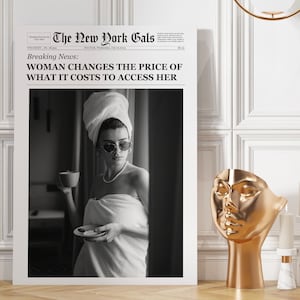 Trendige Wandkunst, New York Times Druck, Zeitungsdruck, Bar Warenkorb Wandkunst, Girly Wandkunst, Y2k Wanddekor, Wohnheim Wandkunst, Vintage Wandkunst