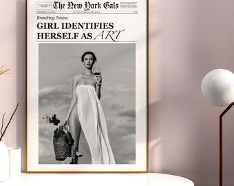 Trendy Wall Art, New York Times Print, Newspaper Print, Bar Cart Wall Art, Girly Wall Art, Y2k Wall Decor, Dorm wall art, Vintage Wall art