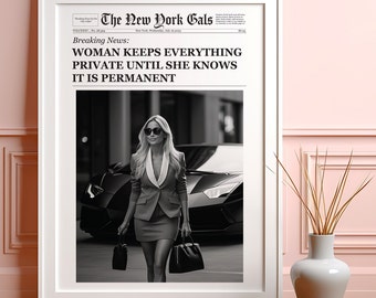 Trendy Wall Art, New York Times Print, Newspaper Print, Bar Cart Wall Art, Girly Wall Art, Y2k Wall Decor, Dorm wall art, Vintage Wall art