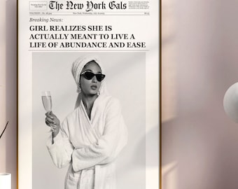 Poster da parete in stile New York Times - Stampa ispirata ai giornali vintage per ufficio, soggiorno, camera da letto, decorazione da parete minimalista