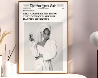 Trendy Wall Art, New York Times Print, Newspaper Print, Bar Cart Wall Art, Girly Wall Art, Y2k Wall Decor, Dorm wall art, Vintage Wall art