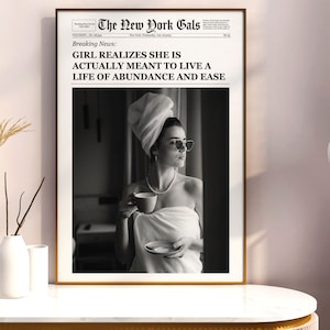 Trendige Wandkunst, New York Times Druck, Zeitungsdruck, Bar Warenkorb Wandkunst, Girly Wandkunst, Y2k Wanddekor, Wohnheim Wandkunst, Vintage Wandkunst