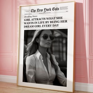 Trendige Wandkunst, New York Times Druck, Zeitungsdruck, Bar Warenkorb Wandkunst, Girly Wandkunst, Y2k Wanddekor, Wohnheim Wandkunst, Vintage Wandkunst