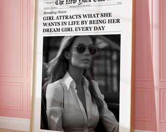 Trendy Wall Art, New York Times Print, Newspaper Print, Bar Cart Wall Art, Girly Wall Art, Y2k Wall Decor, Dorm wall art, Vintage Wall art