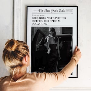 Trendige Wandkunst, New York Times Druck, Zeitungsdruck, Bar Warenkorb Wandkunst, Girly Wandkunst, Y2k Wanddekor, Wohnheim Wandkunst, Vintage Wandkunst