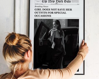 Trendy Wall Art, New York Times Print, Newspaper Print, Bar Cart Wall Art, Girly Wall Art, Y2k Wall Decor, Dorm wall art, Vintage Wall art
