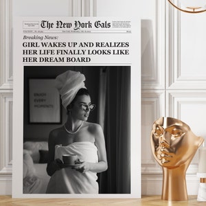Trendy Wall Art, New York Times Print, Newspaper Print, Bar Cart Wall Art, Girly Wall Art, Y2k Wall Decor, Dorm wall art, Vintage Wall art
