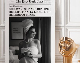 Trendy Wall Art, New York Times Print, Newspaper Print, Bar Cart Wall Art, Girly Wall Art, Y2k Wall Decor, Dorm wall art, Vintage Wall art