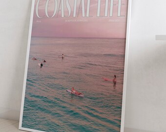 Coastal Cowgirl Surfboard Wall Art Beachy Wall Art Newspaper Print Beachy Room Decor Instant Digital Download