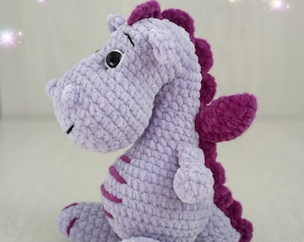 Haakpatroon drakenknuffel amigurumi pdf-tutorial Engels - Patroon dinosaurus gehaakt - Patroon amigurumi speelgoed
