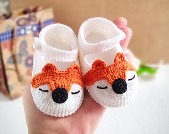 Chaussons au crochet, renards, modèle de chaussure de bébé au crochet, chaussons pour nouveau-né, tutoriel PDF en anglais, modèle de chausson de bébé au crochet facile, taille 4