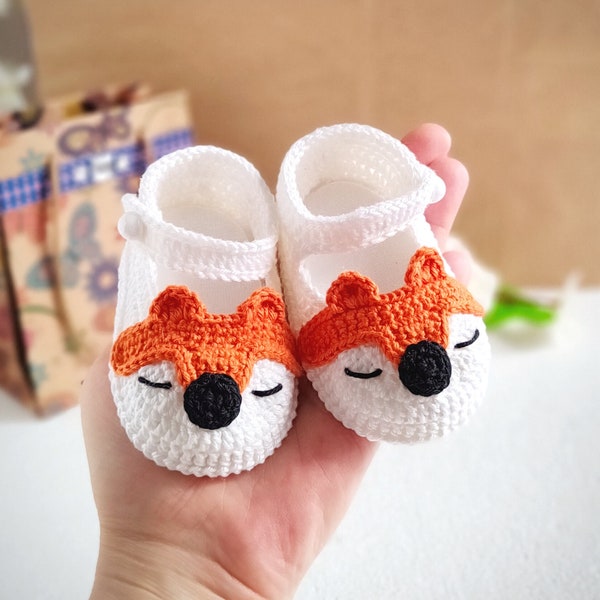 Stivaletti con PATTERN all'uncinetto Volpi, modello di scarpine per bambini all'uncinetto, pantofola per neonato, PDF tutorial in inglese, modello di scarpine per bambini facili all'uncinetto, 4 dimensioni