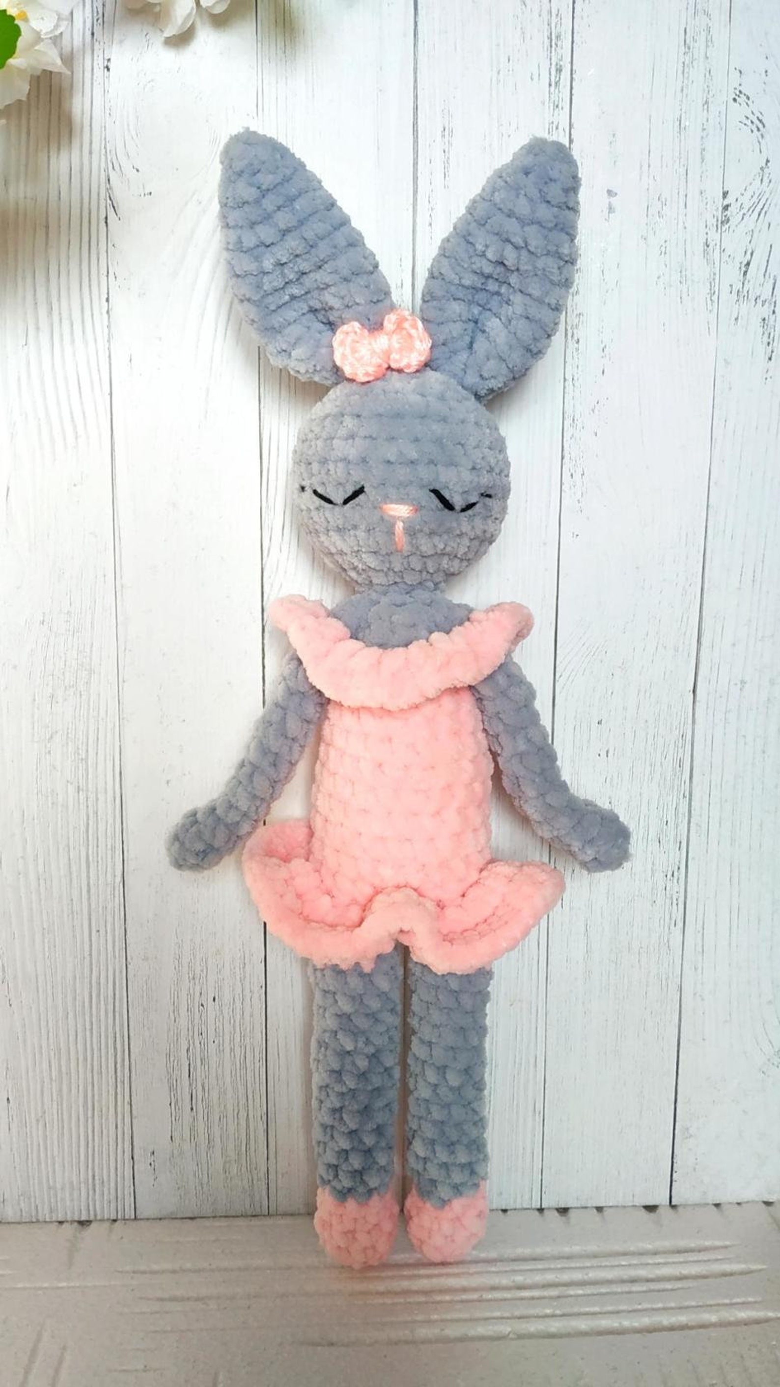 Handmade Crochet Ballerina Bunny Toy in Cream Dress main image 0