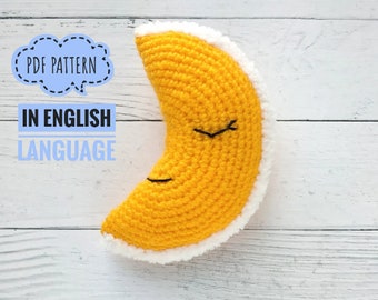 CROISSANT AU CROCHET GRATUIT : Lune - Modèle Pdf jouet Amigurumi - Tricoté jaune - Tutoriel ciel au crochet - Crocheter l'orbe de la nuit