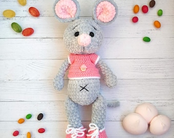 Padrão de crochê de ratinho sem costura (costure apenas as orelhas) Padrão de crochê Amigurumi (em inglês) Padrão de brinquedo de crochê Animal de crochê Padrão de crochê fácil