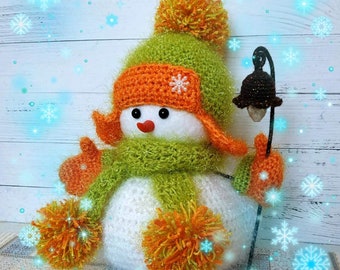 Bonhomme de neige au crochet en anglais, bonhomme de neige au crochet pour Noël