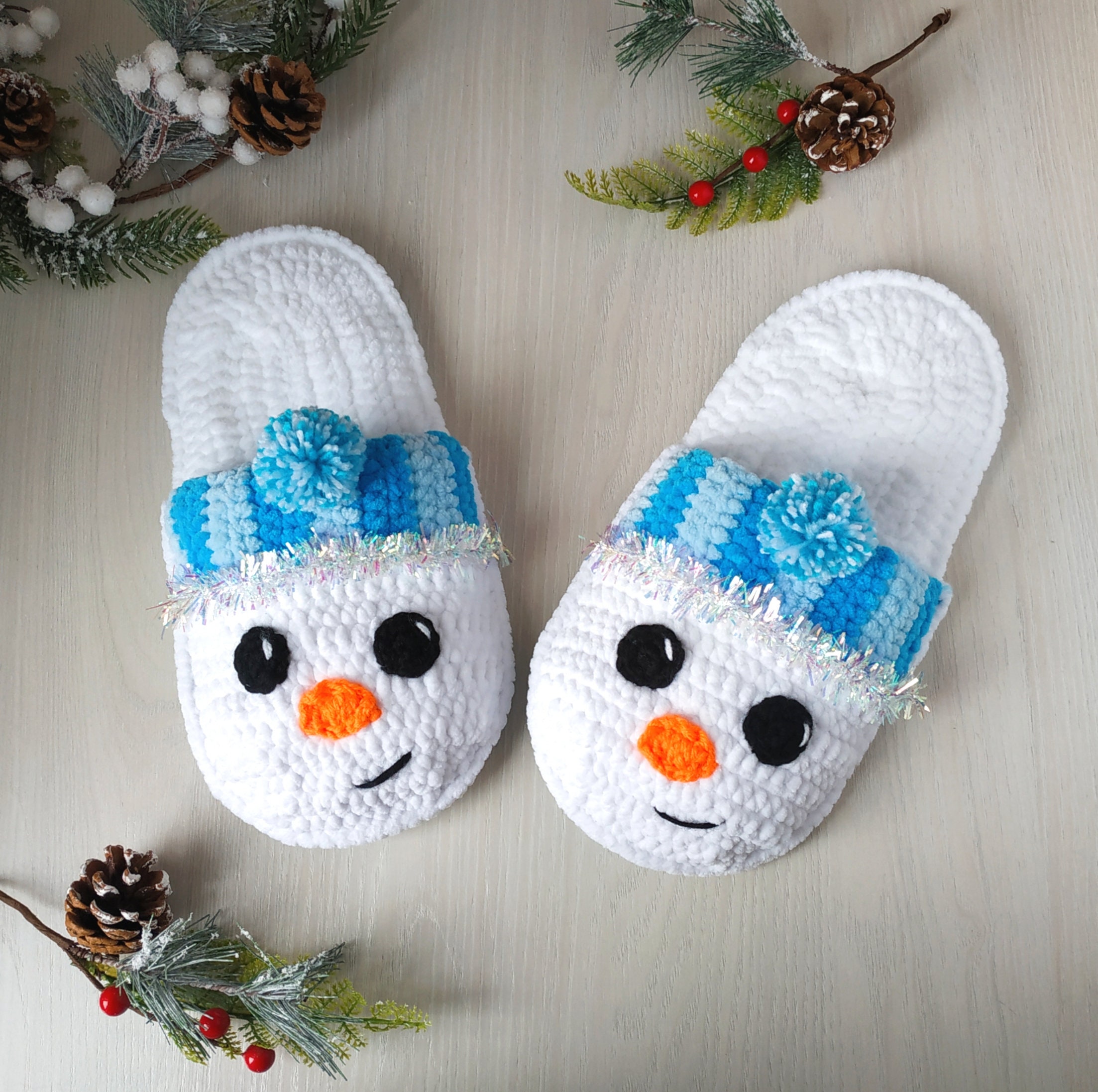 Crochet Pattern Snowman Slippers Gift for Christmas DIY - Etsy