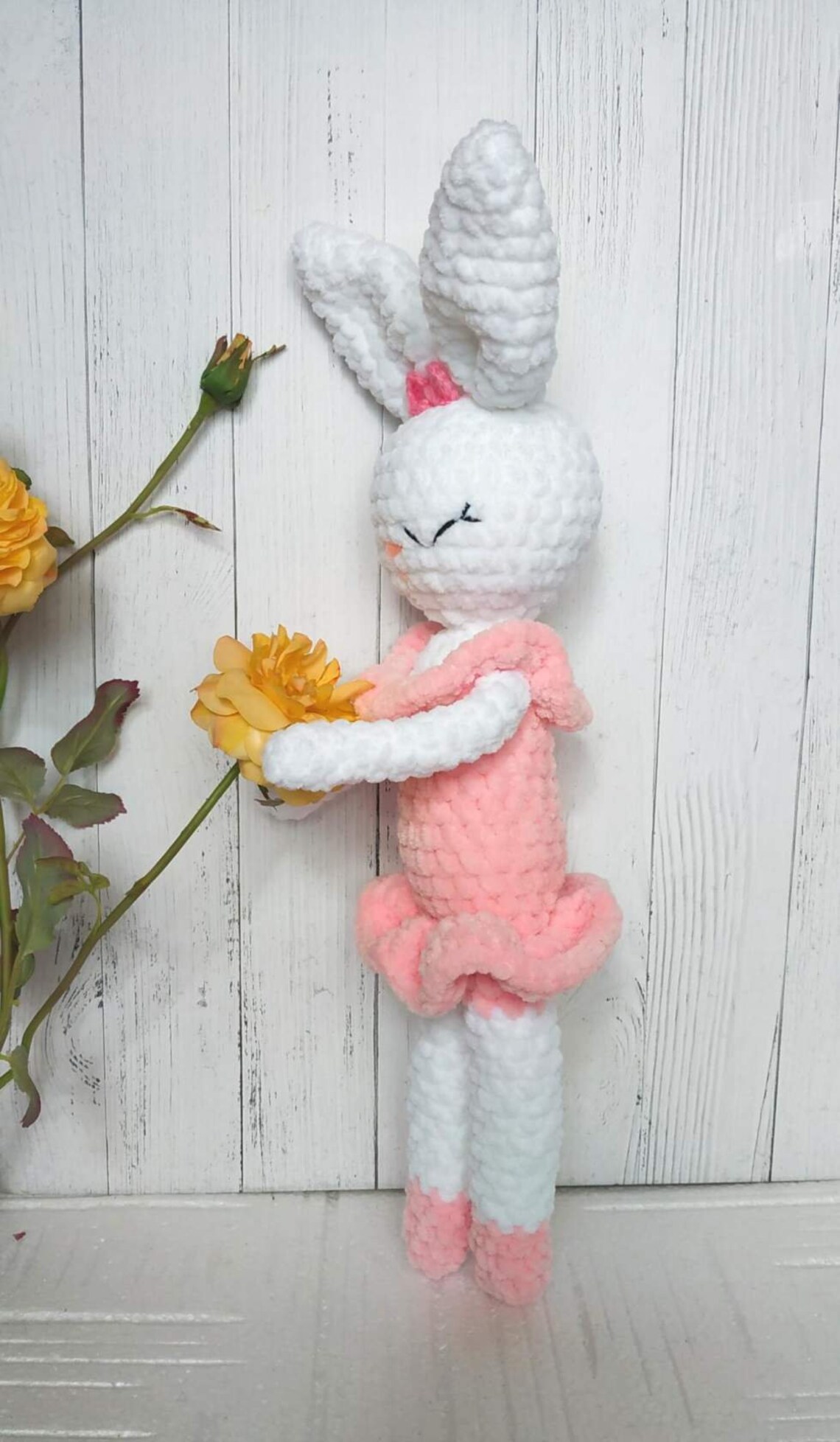 Handmade Crochet Ballerina Bunny, Clouds and Rainbow Nursery Mobile main image 0