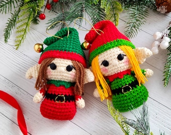 Modèle facile au crochet elfe de Noël (anglais), modèle nain, elfe amigurumi PDF, patron pour le Nouvel An et Noël, cadeau de Noël à faire soi-même