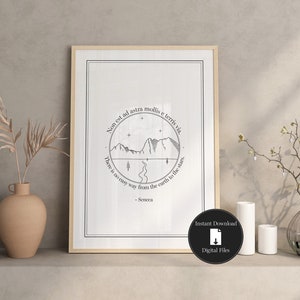 Stoicism Digital Print, Seneca Quote, There Is No Easy Way From The Earth To The Stars, Stoic Philosophy Poster, Digital Download