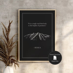 Seneca Quote, Black Stoicism Print, Stoic Wall Art, Inspirational Poster, Digital Download