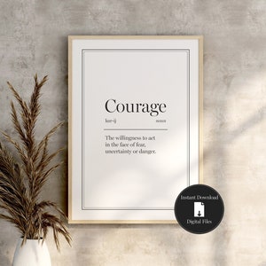 Courage Definition Print, Stoicism Digital Download, Minimalist Printable Wall Art, Cardinal Virtue