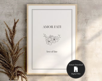 Amor Fati Digital Print, Stoicism Print, Inspirational Gift, Stoic Philosophy Poster, Digital Download