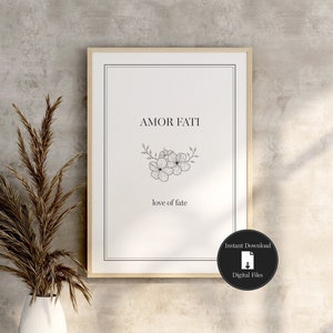 Amor Fati Digital Print, Stoicism Print, Inspirational Gift, Stoic Philosophy Poster, Digital Download