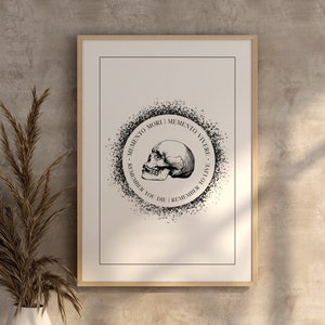 Memento Mori Print, Memento Vivere, Stoicism Art, Stoic Philosophy Poster, Minimalist Gift, Digital Download, Latin Quote