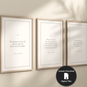 Set of 3 Marcus Aurelius Quotes, Stoicism Prints, Minimalist Wall Art, Stoic Posters, Digital Download
