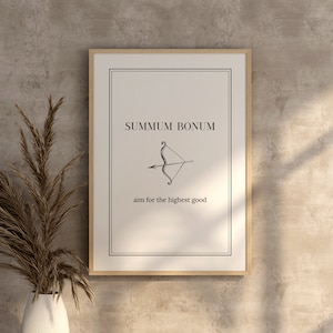 Stoicism Print, Summum Bonum Art, Stoic Philosophy Poster, Minimalist Gift, Digital Download, Latin Quote