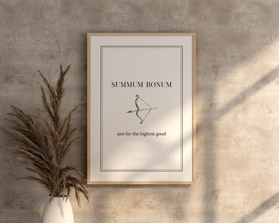 Stoicism Print, Summum Bonum Art, Stoic Philosophy Poster, Minimalist Gift, Digital Download, Latin Quote