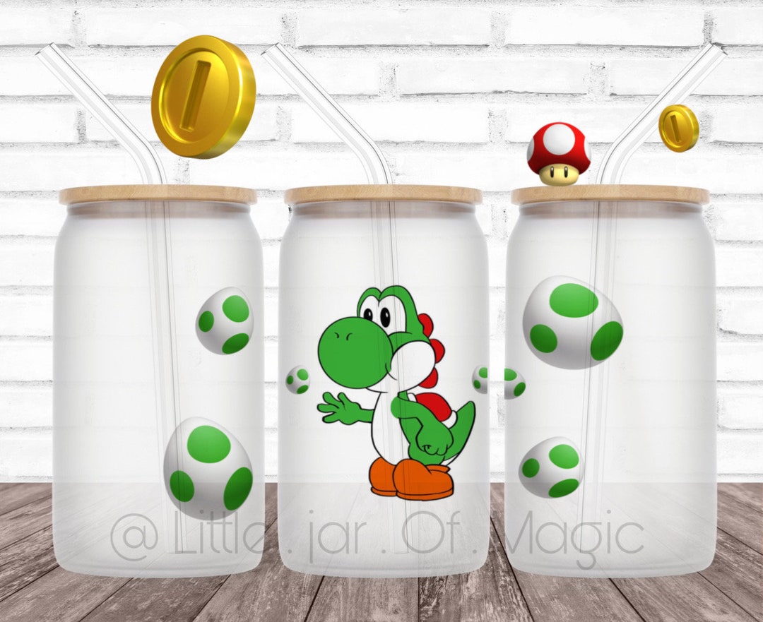 Video Game Dino Yoshi Glass Etsy