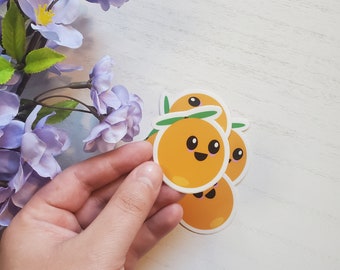Cute Food Sticker, An Orange Smiling, Happy Sticker, Kawaii Style Sticker, Vinyl Sticker, Cute Stickers, Waterproof, Journal Sticker