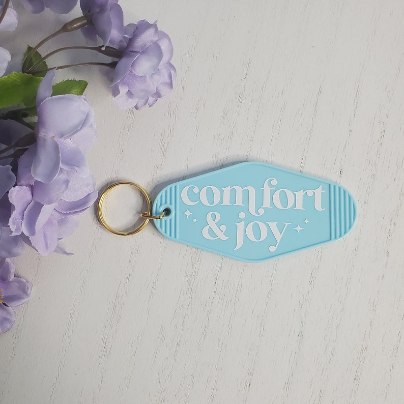 Comfort & Joy Motel Keychain, Car Accessories, Gifts for Her, Trendy